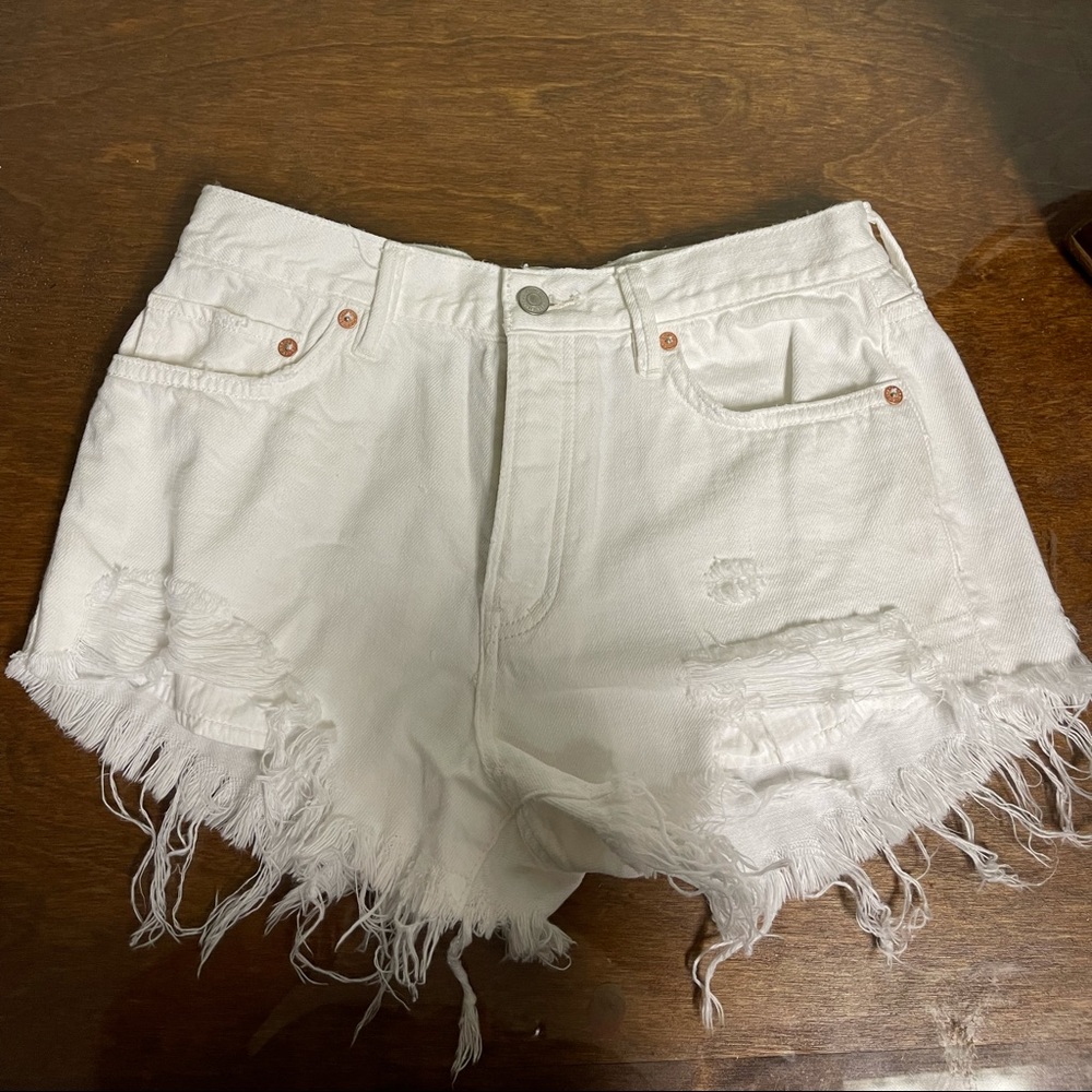 Free People White Denim Shorts